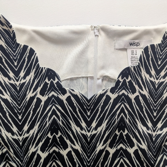 Wisp NEW Women's Marianne Scallop Stretchy Pencil Dress Black And White Size 4 - Picture 11 of 12